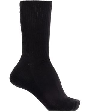 McQueen Logo-Embellished Ribbed Socks - Black