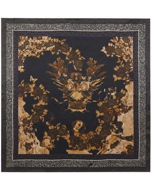 Shanghai Tang X Jacky Tsai Flower Dragon Scarf - Black