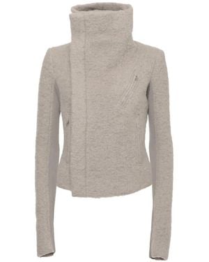 Rick Owens High-Neck Biker Jacket - White