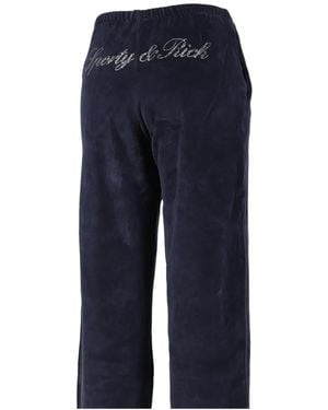 Sporty & Rich Velour Crystal-Logo Track Trousers - Blue