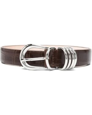 DEHANCHE Hollyhock Alligator-Embossed Leather Belt - White