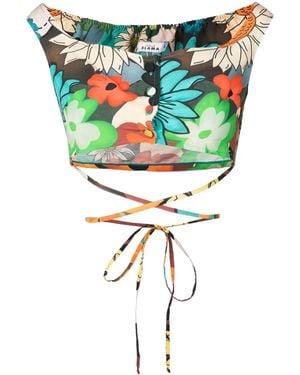 Amir Slama Floral-Print Off-Shoulder Top - Multicolour