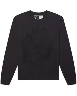 Sp5der Camiseta Distressed Web V2 De Manga Larga - Negro