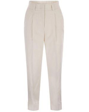Peserico Pleated Cuffed-Hem Trousers - White