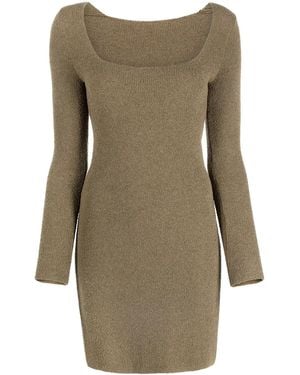 Nanushka Leah Square-Neck Knitted Dress - Green