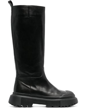 Hogan Leather Knee-High Boots - Black