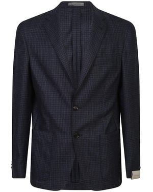 Corneliani Checked Wool Blazer - Blue