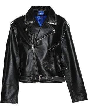 Marking Distance Zipped Leather Jacket - Black