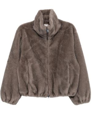 P.A.R.O.S.H. Jacke Aus Faux Fur Mit Stehkragen - Braun