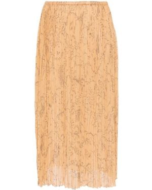 Fabiana Filippi Fabula-Print Plissé Midi Skirt - Natural