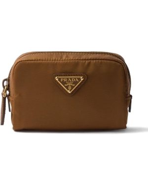 Prada Micro Kosmetiktasche mit Triangel-Logo - Braun