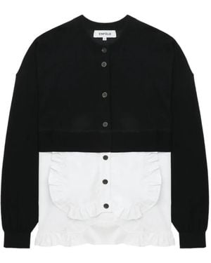 Enfold Cardigan En Coton À Volants - Noir