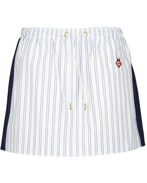 CASABLANCA Pinstripe-Print Drawstring Mini Skirt - White
