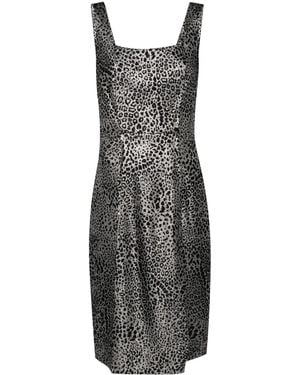 Genny Animalier-Jacquard Midi Dress - Black