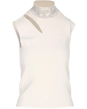 Liu Jo Cut-Out-Detail Embellished Top - White