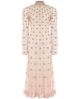 Temperley London Lattice-Pattern Crystal-Embellished Midi Dress - White