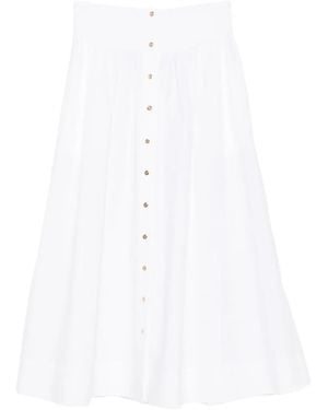 Tory Burch Romy Smocked-Waist Skirt - White