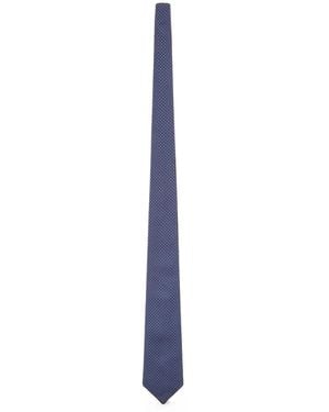 Kiton Geometric-Pattern Silk Tie - Blue