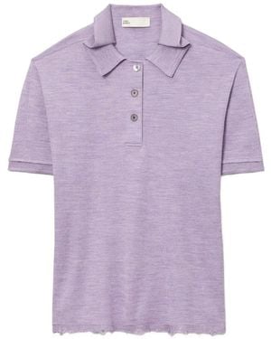 Tory Burch Oversized Silk Polo Shirt - Purple