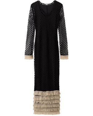 By Malene Birger Fringed-Details Maxi Dress - Black