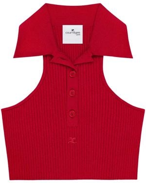 Courreges Scuba-Knit Tank Top - Red