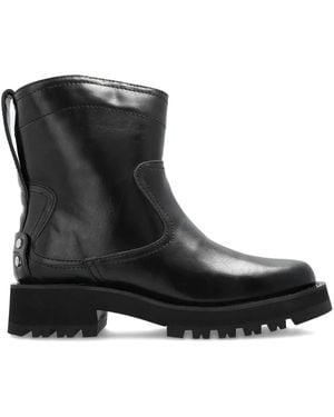 Ganni Pull-On Biker Boots - Black