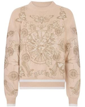 Philipp Plein Tattoo Round-Neck Jumper - Natural