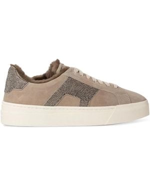 Santoni スエード プラットフォーム スニーカー - ブラウン