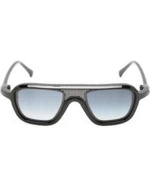 Yohji Yamamoto Perforated-Bridge Sunglasses - Black