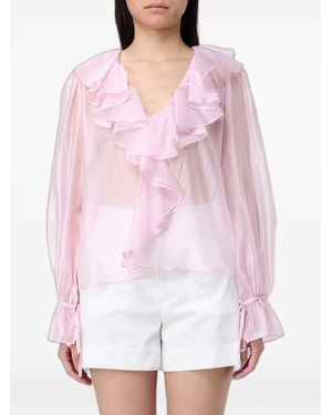 Hanita Ruffled Chiffon Blouse - Pink