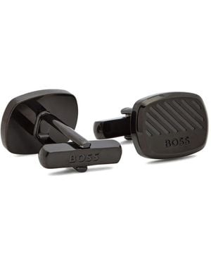 BOSS Striped Cufflinks - Black