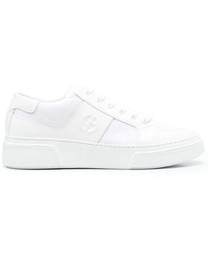 Giorgio Armani Minimalist Sneakers With Premium Leather Construction - White