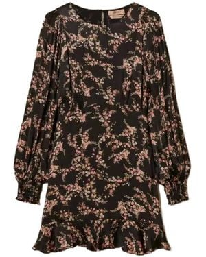 Twinset Floral-Print Ruffled Mini Dress - Black