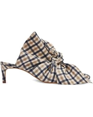 Miista 60Mm Paulette Bow Gingham Check Mules - White