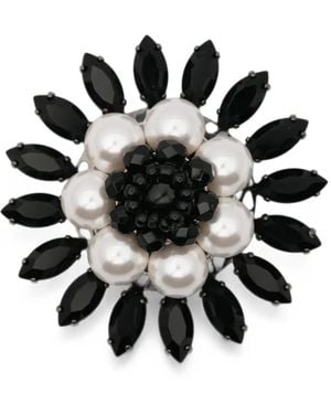 Ermanno Scervino Crystal-Embellished Faux-Pearl Brooch - Black