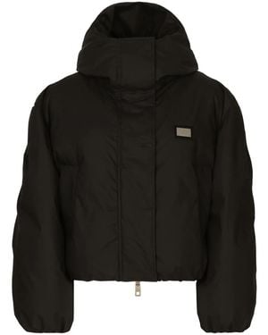 Dolce & Gabbana Logo-Plaque Padded Jacket - Black