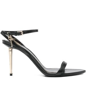 Tom Ford Shiny Leather Padlock Pointy Naked Sandals 85 - Black