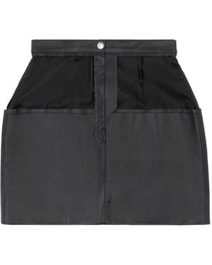 MM6 by Maison Martin Margiela レザーパネル ミニストレートスカート - ブラック