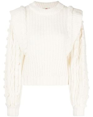 FARM Rio Braided-Detail Chunky-Knit Sweater - White