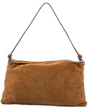 STAUD Harlow Knotted-Strap Suede Shoulder Bag - Brown