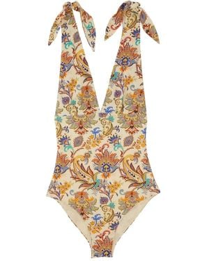 Etro Badpak Met Paisley-Print En Strikken Op De Schouders - Metallic