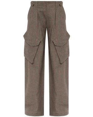 R13 Barrel Check-Pattern Cargo Pants - Gray
