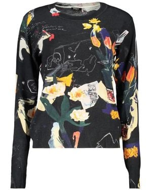 Desigual Pull À Fleurs - Black