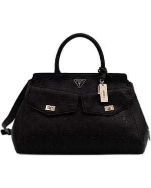 Guess Blake Logo-Embossed Front-Pocket Tote Bag - Black