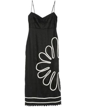 Cala De La Cruz Paloma Braided-Trim Midi Dress - Black