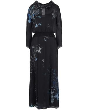 Giorgio Armani Floral-Print Silk Maxi Dress - Black