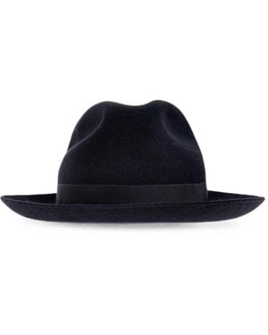 Giorgio Armani Grosgrain-Trim Fedora Hat - Blue