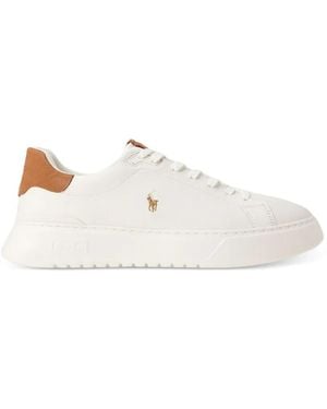 Ralph Lauren Rlite Court Logo-Embroidered Trainers - White