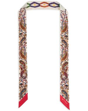 Etro Paisley Logo Scarf - White