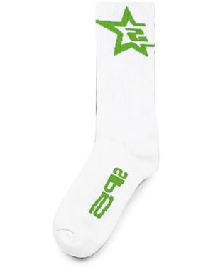 Sp5der Logo-Intarsia Ribbed Socks - Green